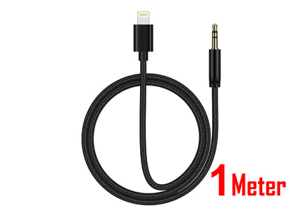 Lightning Cable to AUX 1 Meter Black 3.5mm