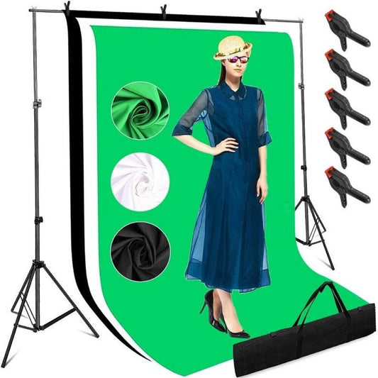 Photography Background Stand with 3 Backdrops Kit
