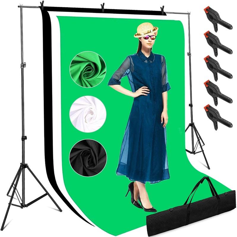 Photography Background Stand with 3 Backdrops Kit