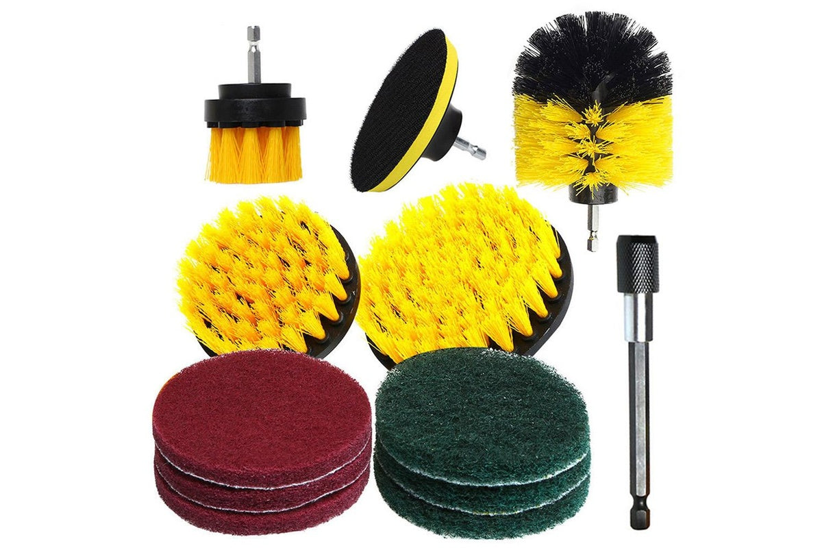 12 Piece Power Drill Brush Scrub Pads Set