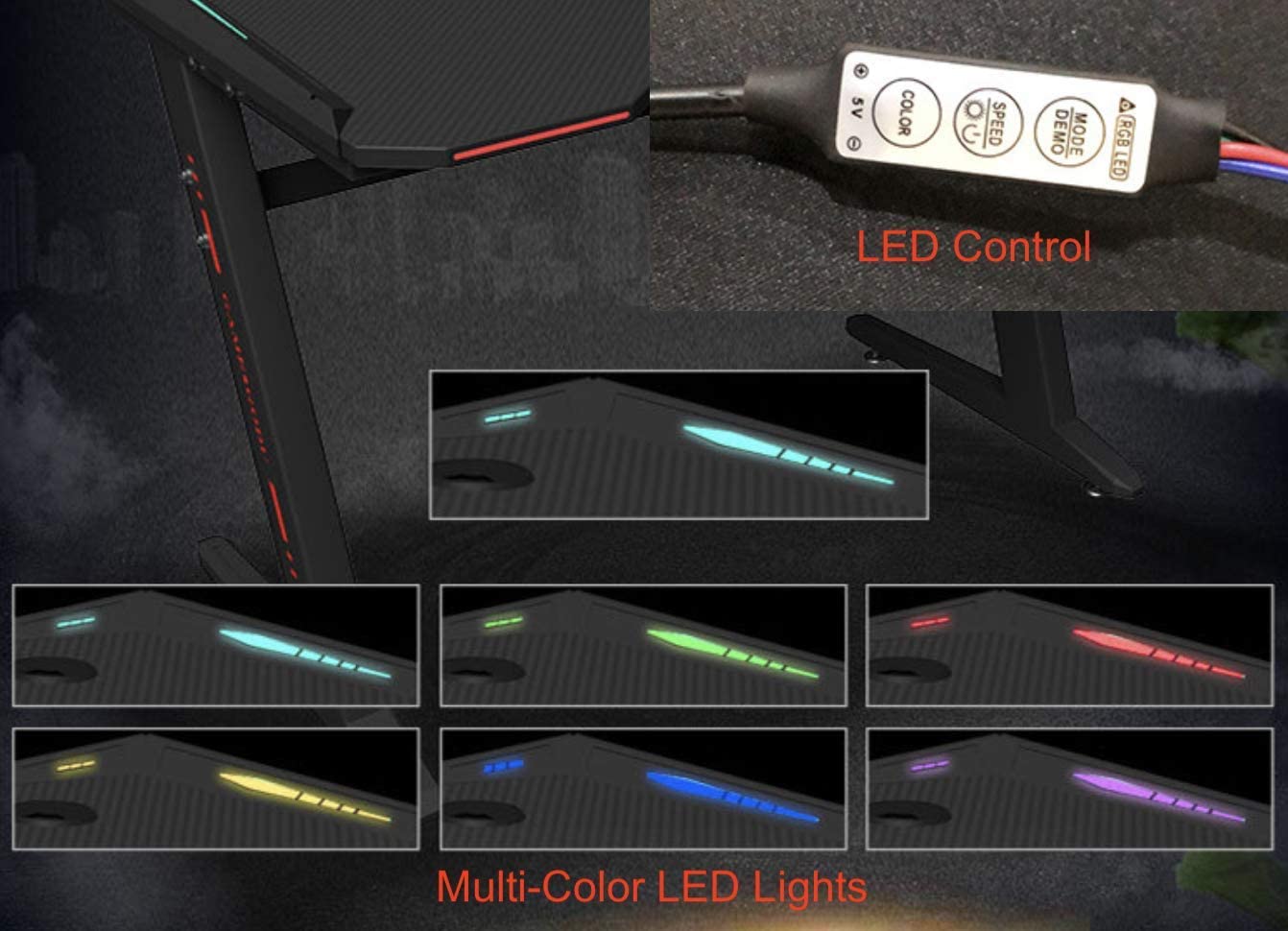Gaming Desk Table Computer Desk RGB Light 120cm