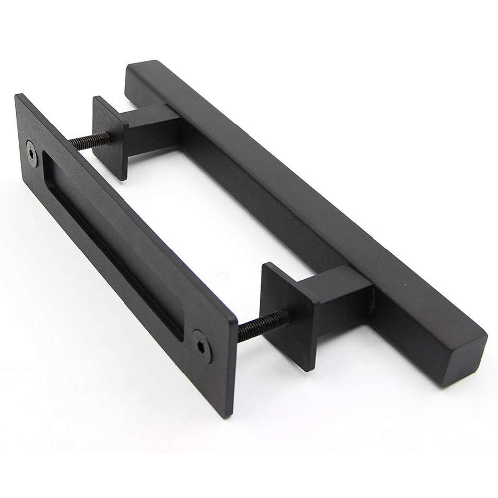 barn door handle square black
