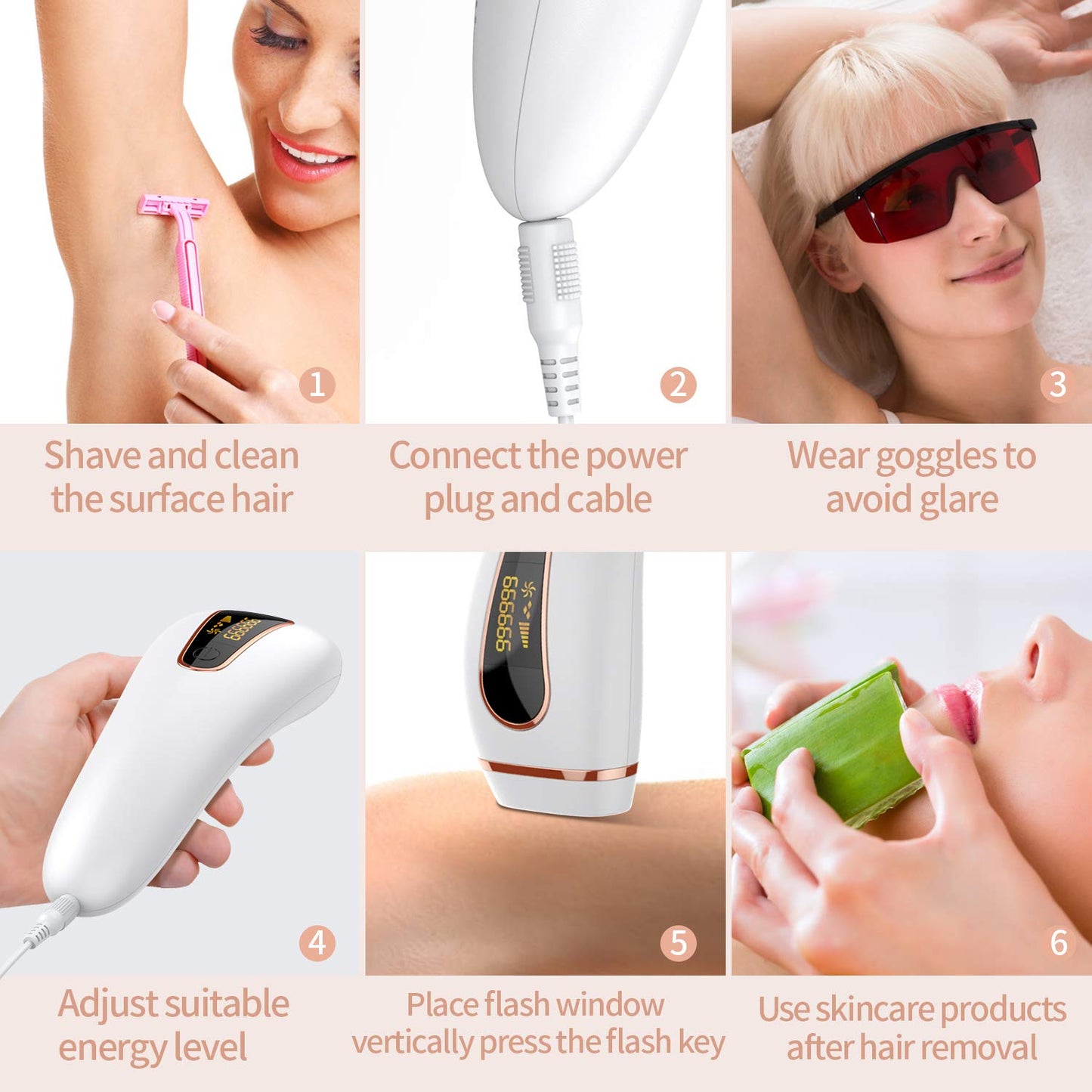 IPL Hair Removal System, Permanent Painless 999,999 Flashes