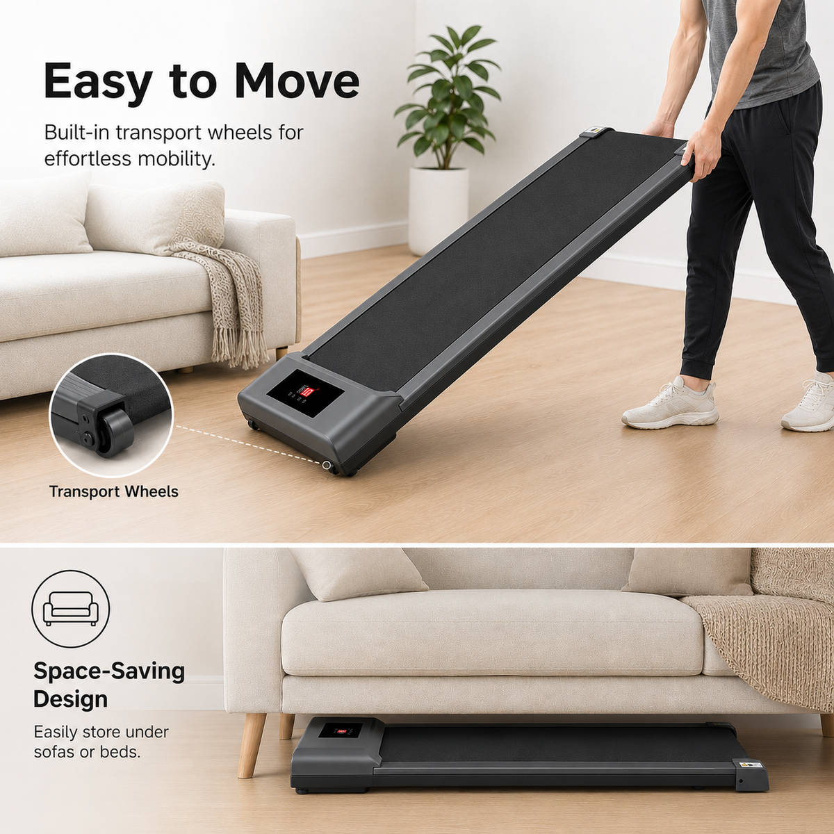 Electric Treadmill Under Desk Walking Home Gym Exercise Fitness Foldable