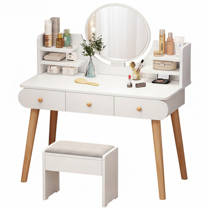 Dressing Table with Mirror and Stool