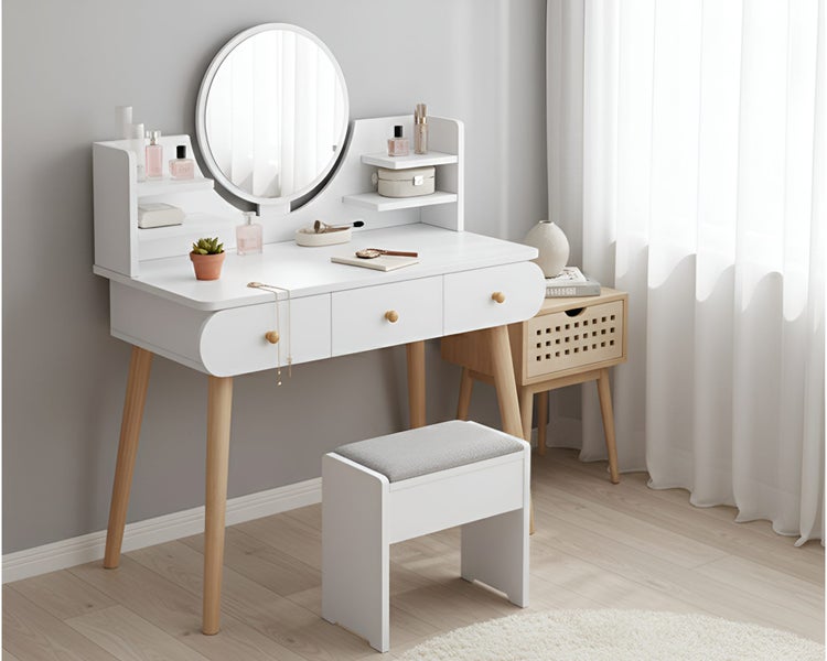 Dressing Table with Mirror and Stool
