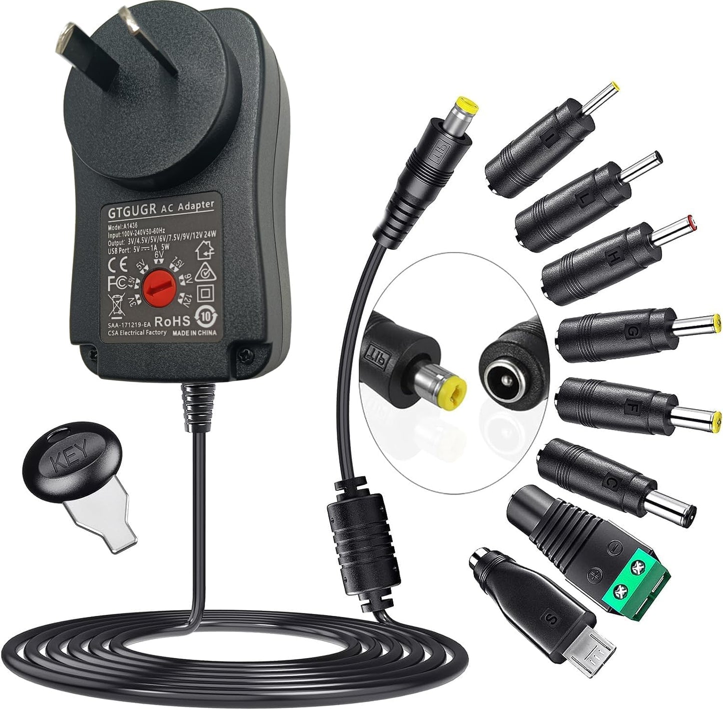 30W Universal Adjustable Power Adapter Power Supply
