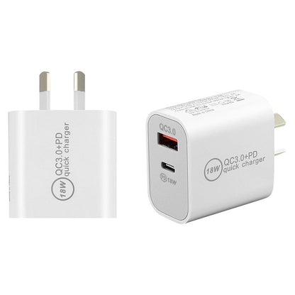 USB C Charger, 18W PD Charger Fast Charger QC3.0 Charger 2 IN 1