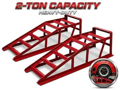 Car Ramps Pair 2000kg Ramp Red