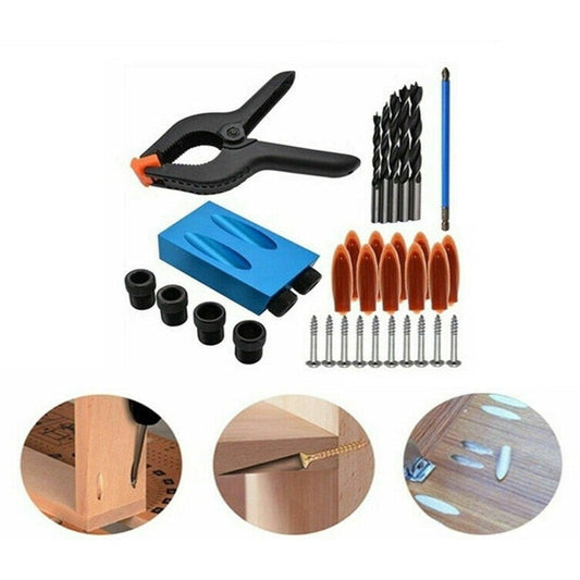 Pocket Hole Jig Kit Dowel Drill Joinery Kit 34PCS