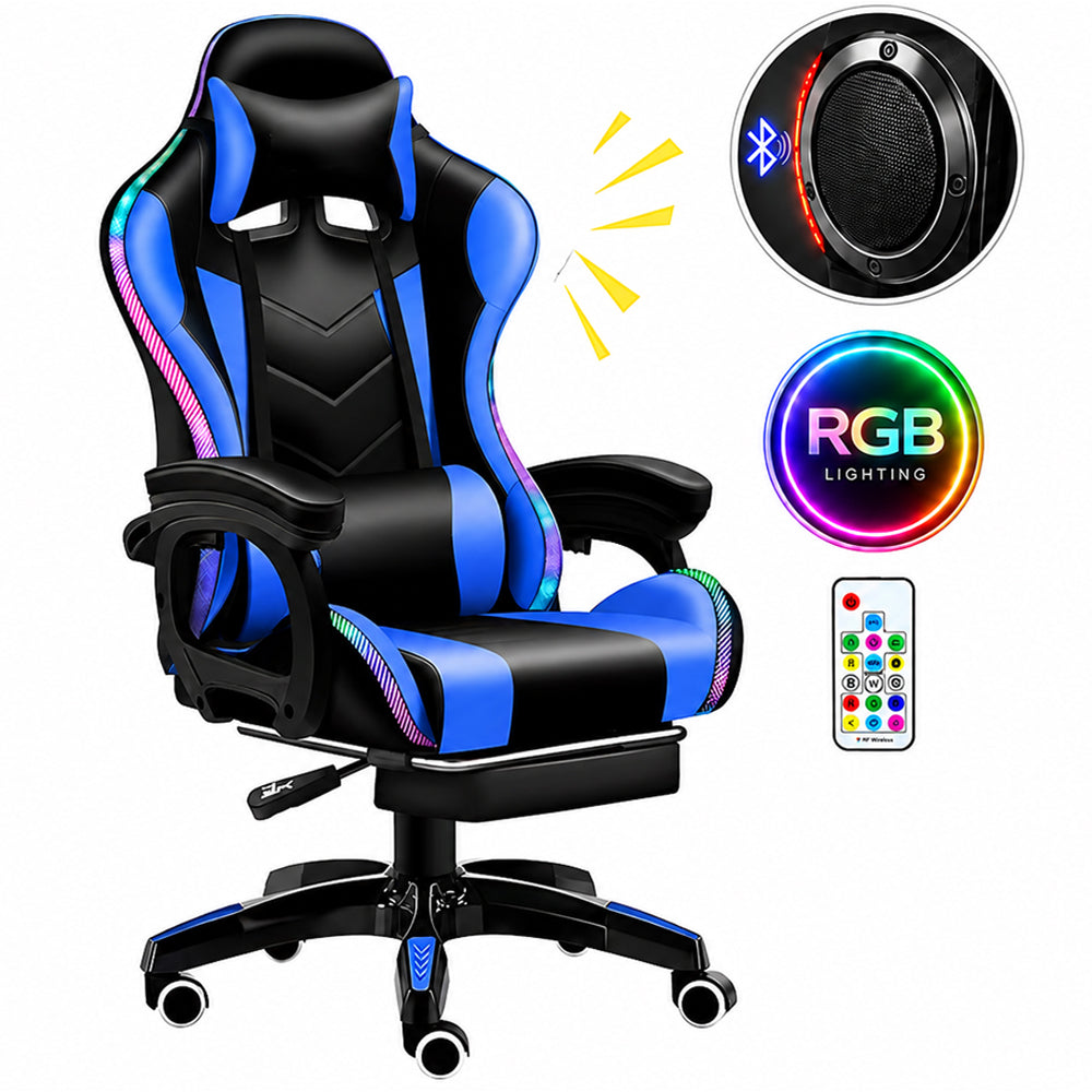 Gaming Chair Office Chair With Foot Rest Racing Chair with Speaker and Light