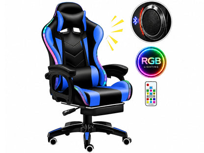 Gaming Chair Office Chair With Foot Rest Racing Chair with Speaker and Light
