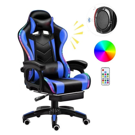 Gaming Chair Office Chair With Foot Rest Racing Chair with Speaker and Light