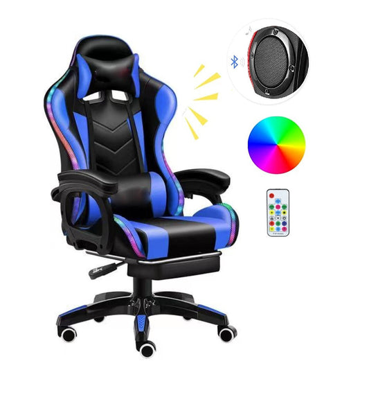 Gaming Chair Office Chair With Foot Rest Racing Chair with Speaker and Light