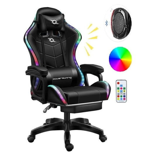 Gaming Chair Office Chair With Foot Rest Racing Chair with Speaker and Light