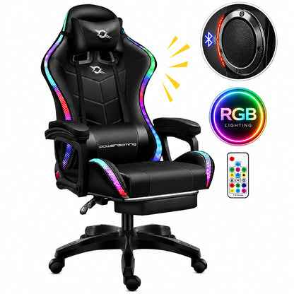 Gaming Chair Office Chair With Foot Rest Racing Chair with Speaker and Light
