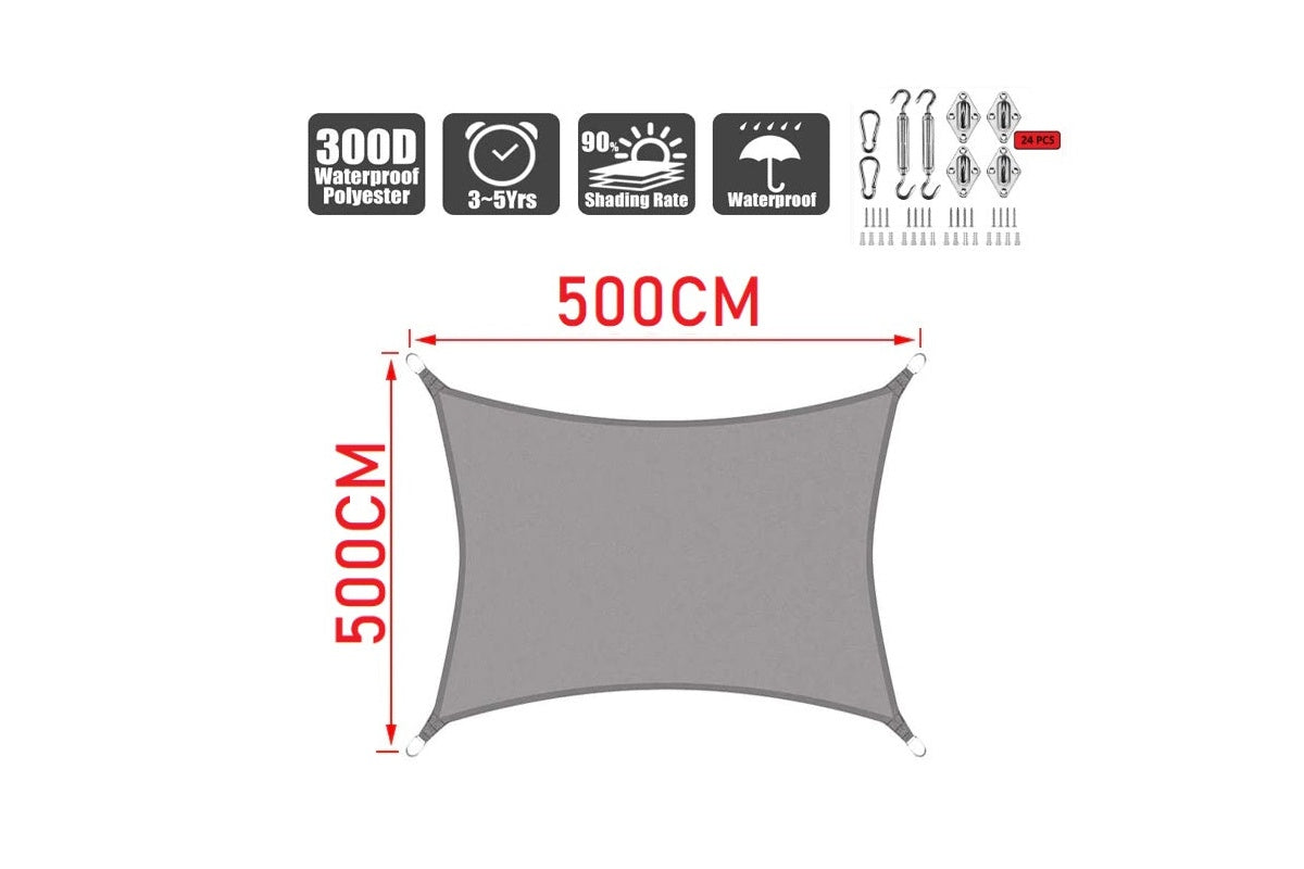 Sun Shade Sail 5m*5m with hardware kit