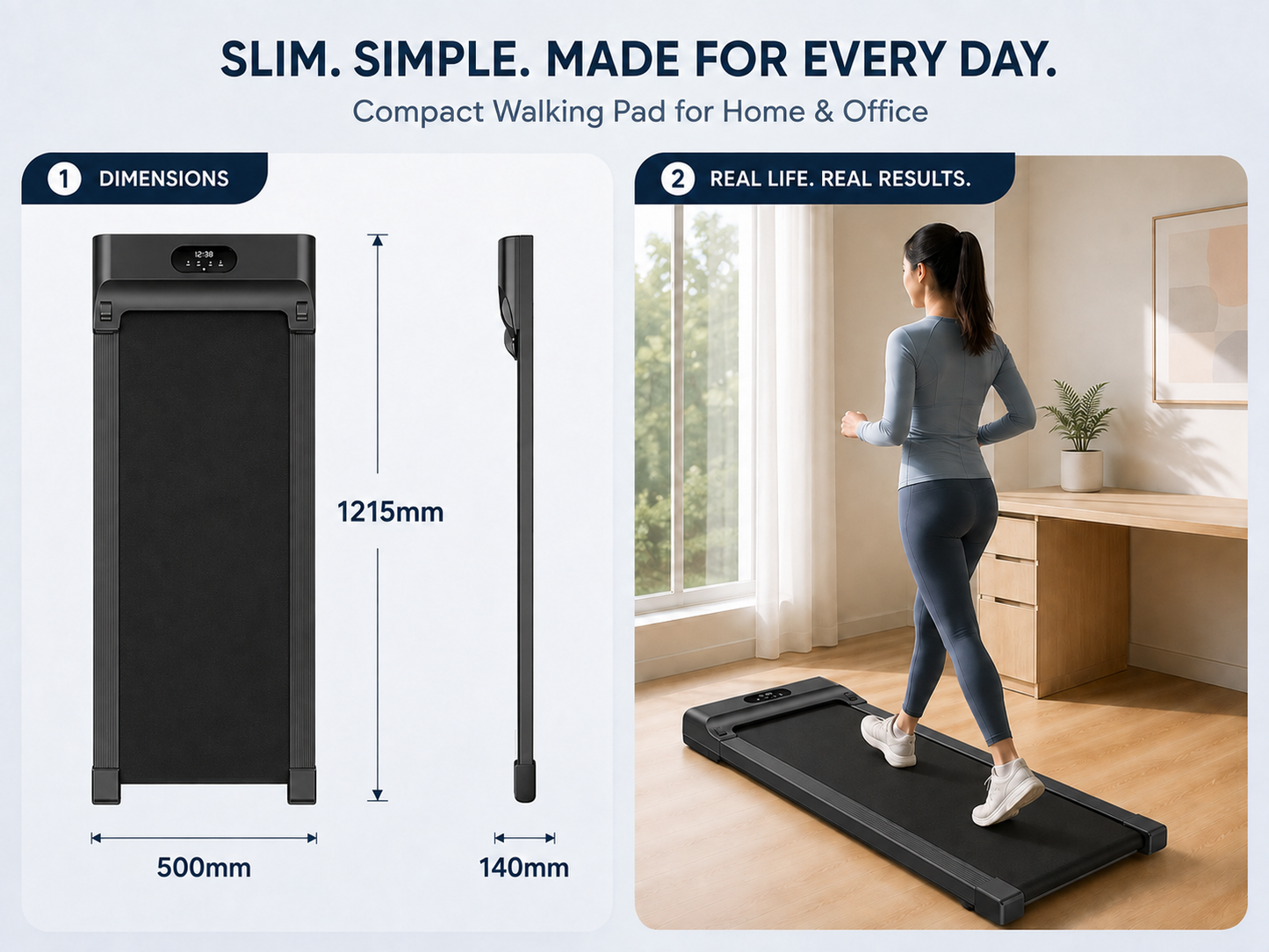 Foldable Walking Pad Treadmill Compact Flat