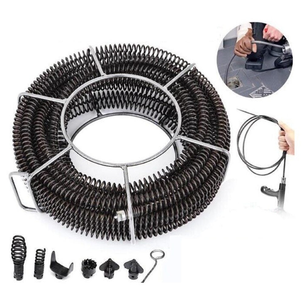Drain Snake Pipe Cleaner Sewer Cleaner 12M 6 Drill Bit Tool