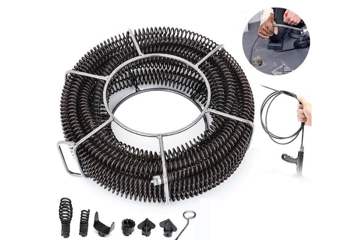Drain Snake Pipe Cleaner Sewer Cleaner 12M 6 Drill Bit Tool