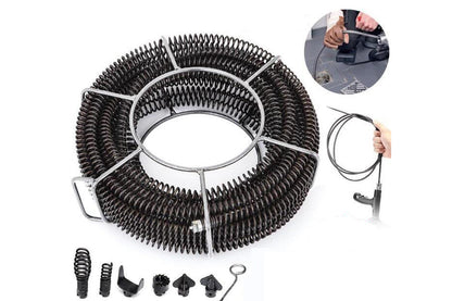 Drain Snake Pipe Cleaner Sewer Cleaner 12M 6 Drill Bit Tool