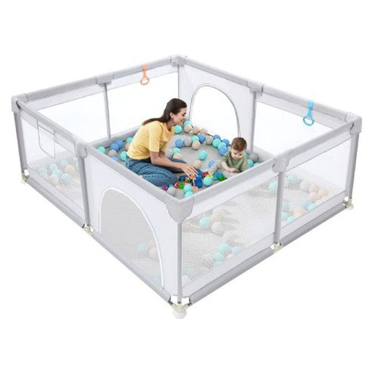 Portable Baby Playpen Fence Gate Wall Fence Barrier Play Gym Mat 150cm