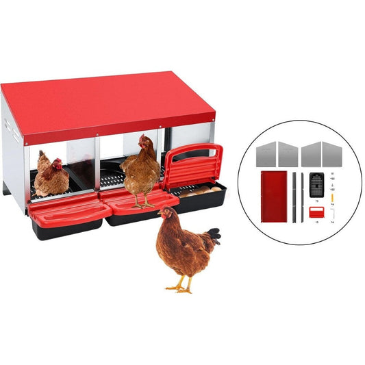 Nesting Box Chicken Hen Roll Away Laying Nest Boxes Chook Brooder 6 Compartment