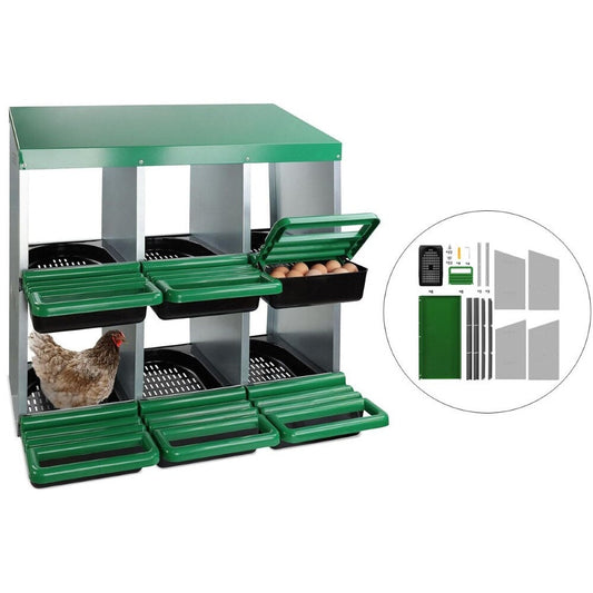 Nesting Box Chicken Hen Roll Away Laying Nest Boxes Chook Brooder 6 Compartment