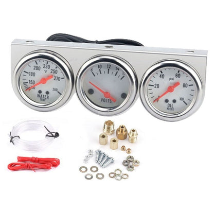 52mm Triple Kit Water Temperature Gauge Voltmeter Oil Pressure Gauge