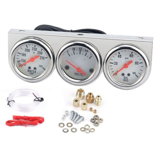 52mm Triple Kit Water Temperature Gauge Voltmeter Oil Pressure Gauge