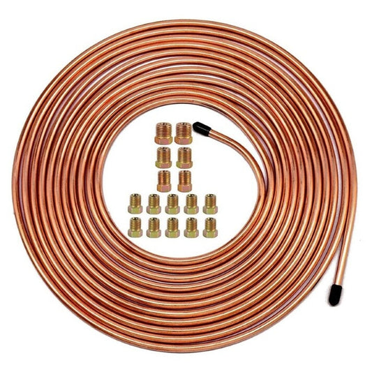 Brake Line Tubing Kit 3/16" OD 25 FT Coil Roll with Fittings