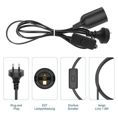 1PC E27 Socket With Wire Lamp Holder For Bulb With Power Cord Electrical Outlet