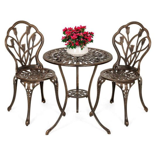 2-Seater Cast Aluminium Bistro Set Patio Furniture Sets