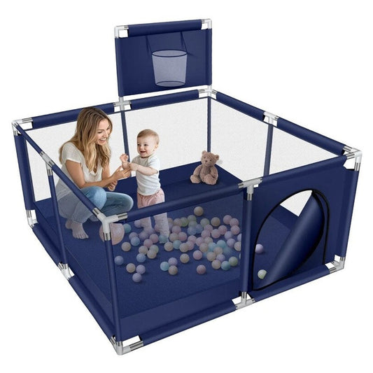 Portable Baby Playpen Fence Gate Wall Fence Barrier Play Gym Mat 125cm