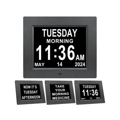 8inch LED Dementia Digital Calendar Clock Alarm Extra Large Day/Week/Month/Year