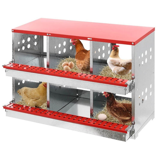 Nesting Box Chicken Hen Roll Away Laying Nest Boxes Chook Brooder 6 Compartment