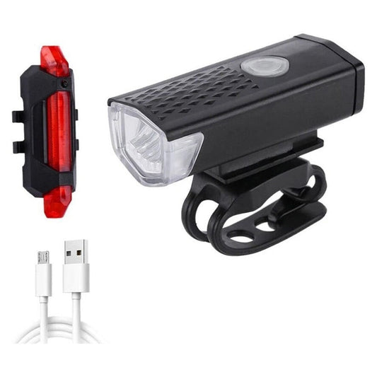 Bicycle Headlight and Taillight Set USB Rechargeable Mini Bike Front and Rear Light