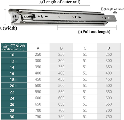 16" Drawer Slides Runners with Locking Function