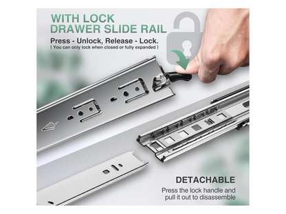 16" Drawer Slides Runners with Locking Function
