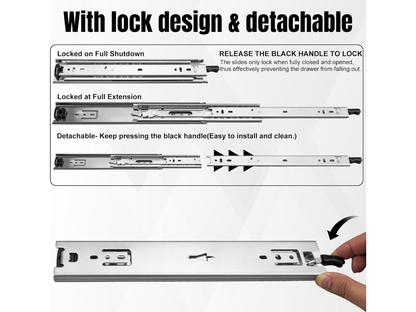 16" Drawer Slides Runners with Locking Function