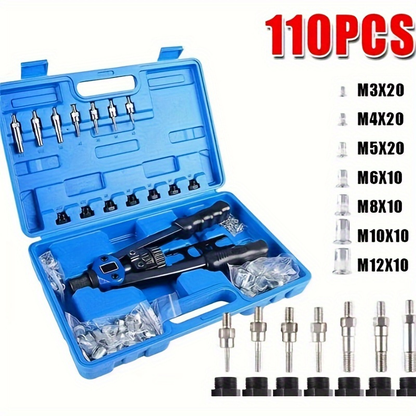 110pcs Rivet Nut Rivnut Tool Kit