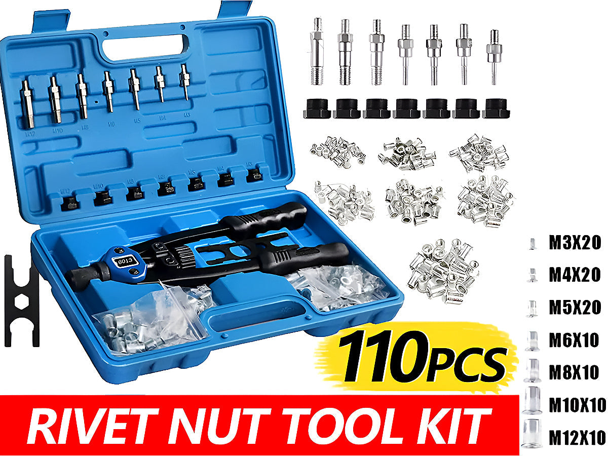110pcs Rivet Nut Rivnut Tool Kit