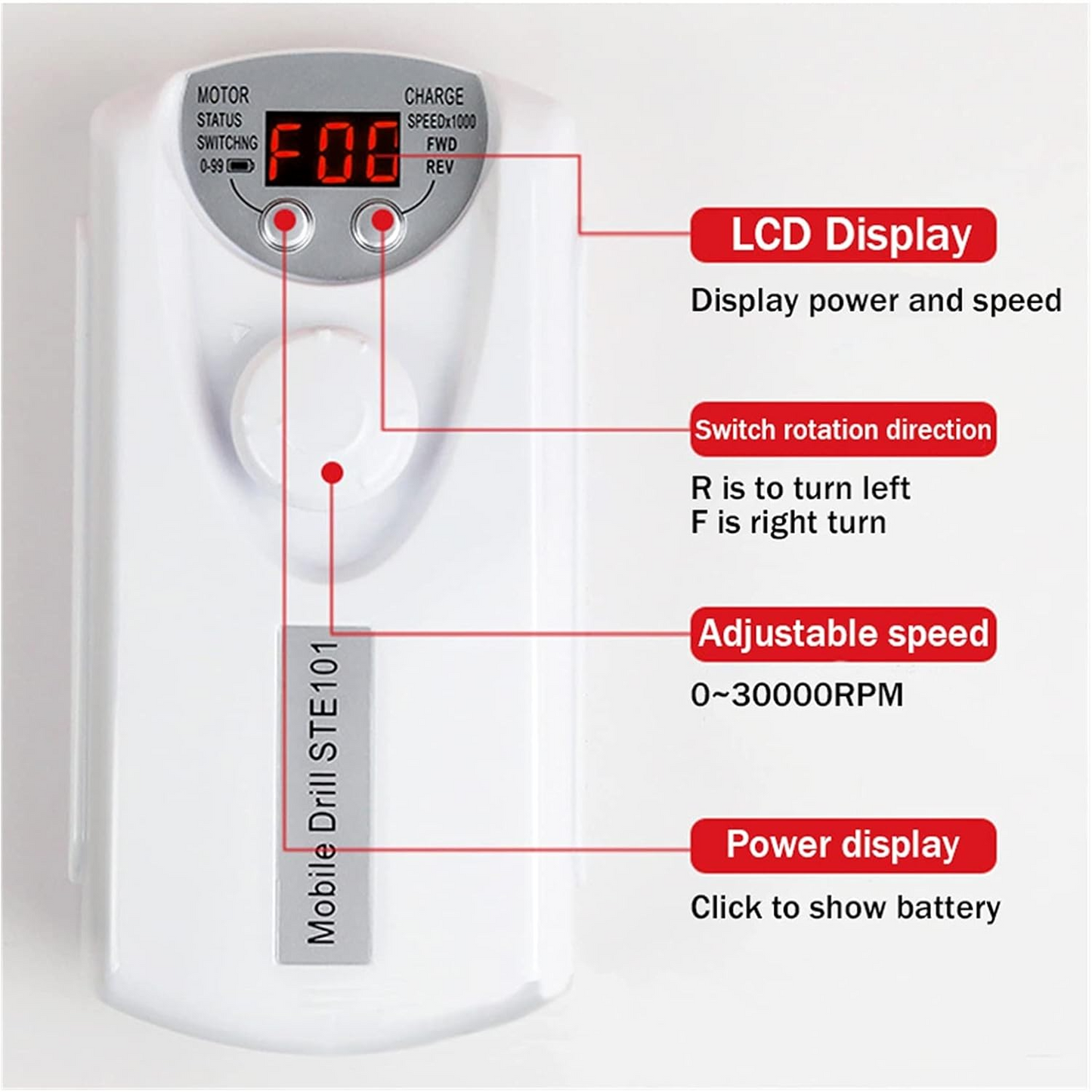 Nail Drill, Cordless Electric Files Rechargeable
