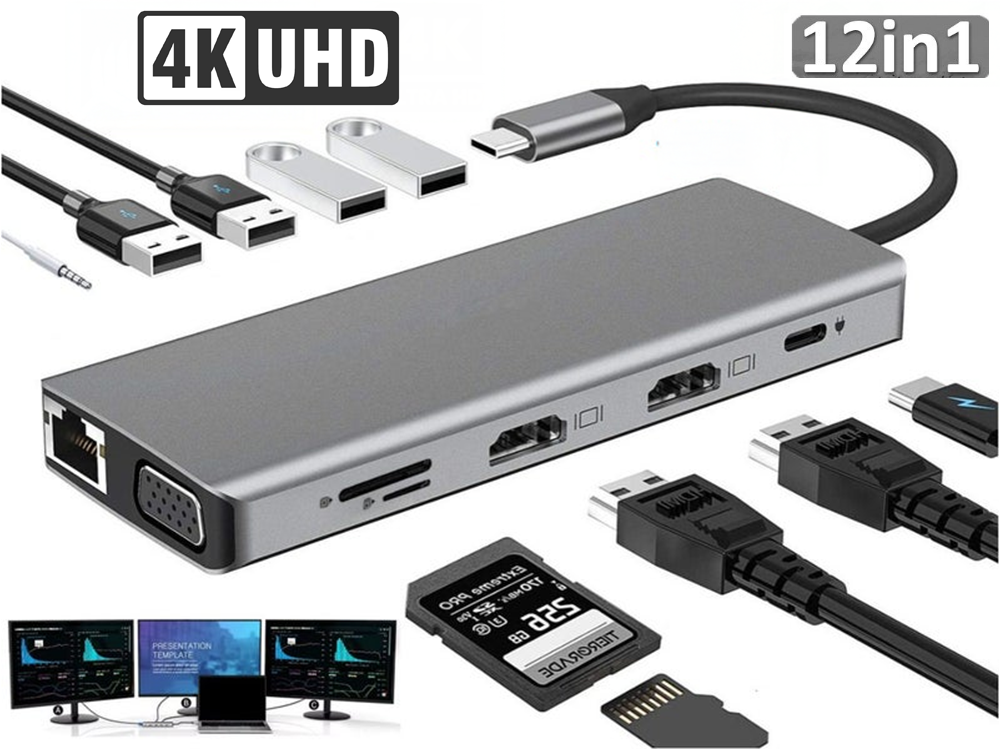 USB C Docking Station Type C 12-in-1