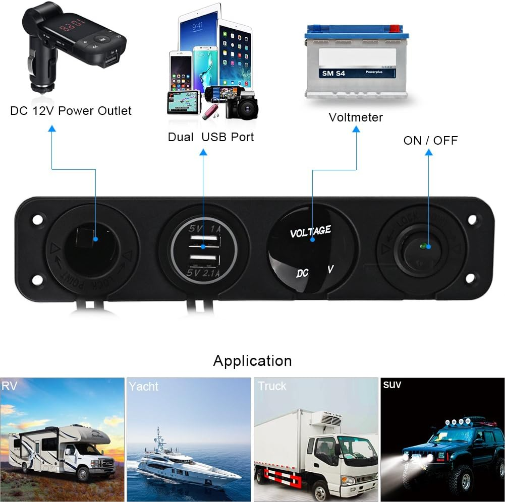 Dual Car Cigarette Lighter Plug Socket 12V-24V