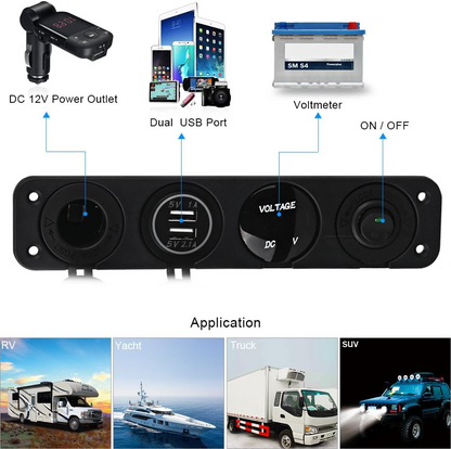 Dual Car Cigarette Lighter Plug Socket 12V-24V