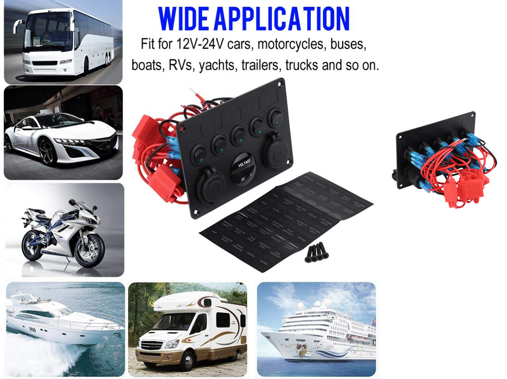 5 Gang Rocker Switch Panel