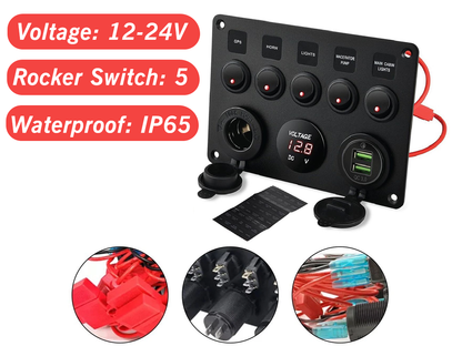 5 Gang Rocker Switch Panel