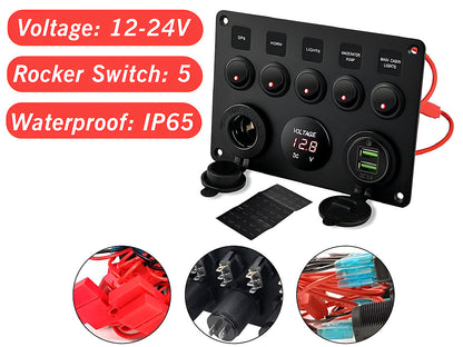 5 Gang Rocker Switch Panel