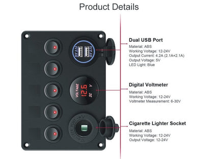 5 Gang Rocker Switch Panel